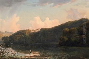 Romantische Fluslanschaft Im Morgenrot