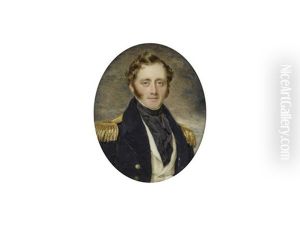 A Naval Officer, Wearing Blue Coat With Gold Epaulettes, White Waistcoat And Chemise, Black Stock And Cravat