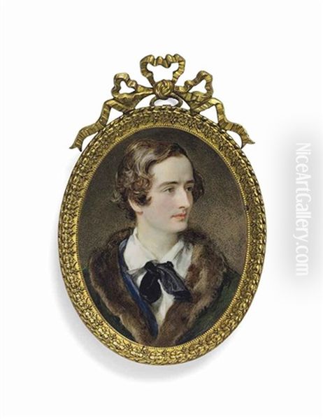 A Young Gentleman Called John Keats (1795-1821), In Fur-trimmed Green Cloak, Blue Jacket, White Shirt And Black Neck Tie - view 1