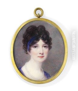 Lady King, Countess Of Kingston, Nee Helena Moore, In Mauve Dress, Wearing A Pearl Necklace (portraits Of Her Sons, Pair; 2 Works)