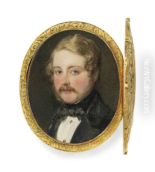Sir Henry Hervey Bruce, 3rd Baronet Bruce Of Downhill, Co. Londonderry, In Dark Blue Coat With Green Velvet Collar, White Shirt With Gold Buttons, Black Stock - view 1