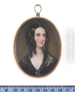 Isabella Brisbane, Wearing Black Dress With Black Lace Shawl Held Together At Corsage With Enamel Harp Brooch, Her Hair Worn In Loose Ringlets