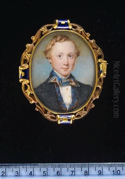 A Gentleman Wearing Black Coat, Blue And Brown Shot Silk Waistcoat And Matching Cravat And White Chemise - view 1