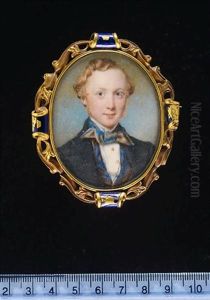 A Gentleman Wearing Black Coat, Blue And Brown Shot Silk Waistcoat And Matching Cravat And White Chemise