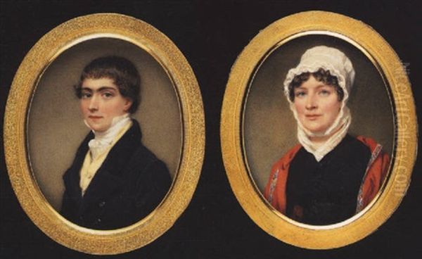 A Self-portrait, He Is Wearing Dark Blue Coat With Black Collar, Cream Waistcoat, White Stock And Frilled Cravat - view 1