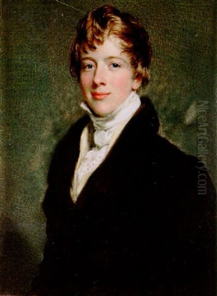 A Portrait Of John Grimes Wearing Brown Coat, Cream Waistcoat, White Stock And Cravat - view 1