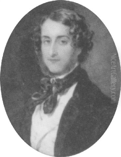 A Young Gentleman With Side-whiskers, Wearing A Black Coat, A White Waistcoat And A Tied Bottle-green Cravat - view 1