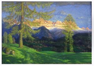 Untitled (view Of Swiss Alps In Summer) by Max Rossbach