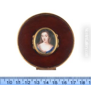 Lady Catherine Cavendish, Wearing Blue Dress, Her Brown Veil Draped Around Her Shoulders And Tucked Into The Decollete Of Her Dress by Susan Penelope Rosse