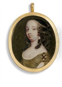 A Lady In Decollete Green Satin Gown by Susan Penelope Rosse