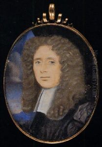 A Gentleman In Brown Robes, White Jabot And Long, Curled Wig, Landscape Background To The Left