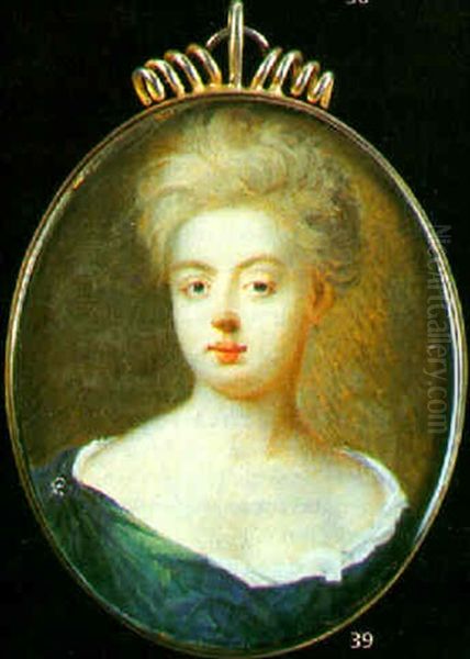 Mrs. Elizabeth Rowe In Blue-green Dress With White Underslipt - view 1