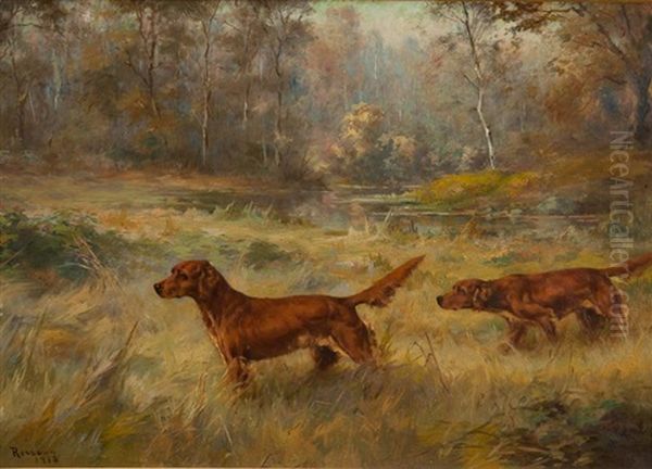 Irish Setters On Point - view 1