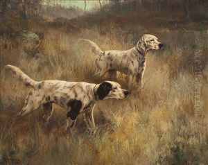Denwood Joe And Kirk's Masters Boy, Two Setters Pointing by Percival Leonard Rosseau