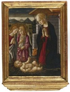 Madonna And Child With Two Angels by Bernardo di Stefano Rosselli