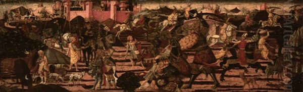 Scenes From The Life Of King David, Including The Battle Of David And Goliath: A Cassonel Panel - view 1