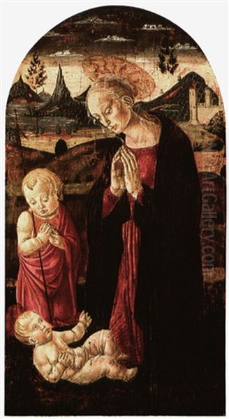 The Virgin With The Infant Saint John The Baptist Adoring The Christ Child In An Extensive River Landscape - view 1