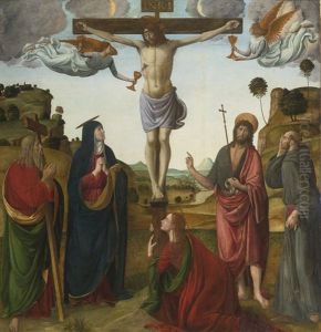 The Crucifixion With The Madonna And Mary Magdalene, And Saints Andrew, John The Baptist And Francis by Cosimo Rosselli