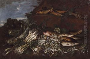 Natura Morta Di Ortaggi Epesci by Felice Boselli