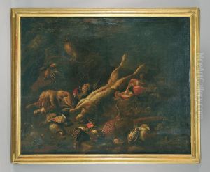 Natura Morta Con Cacciagione E Cesto Di Funghi by Felice Boselli