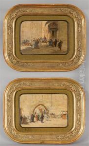 Porta Del Cairo Con Cavalieri E Porta Del Cairo Con Mercato (pair) by Alberto Rossi