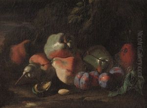Natura Morta Con Pere Mandorla E Susine; Natura Morta Con Funghi Corbezzoli E Fichi D'india (2 Works)
