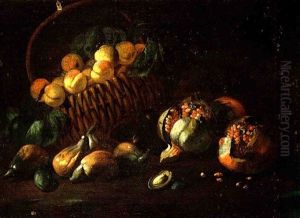 Cesta Di Albiccoche, Fichi E Melograne (+ Pesche, Prugne E Ciliegie; 2 Works) by Angelo Maria Rossi