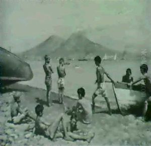 Neapolitan Boys On The Beach by Egisto Rossi
