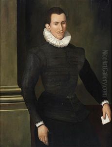 Portrait Of A Gentleman, Three-quarter-length, In A Black Embroidered Tunic