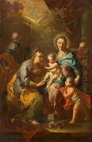 The Holy Family With Anna, Joachim And St. John - Bozzetto For An Altarpiece For San Ferdinando In Naples - view 1
