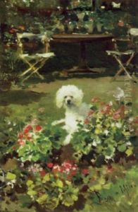 Poodle In A Flower Garden