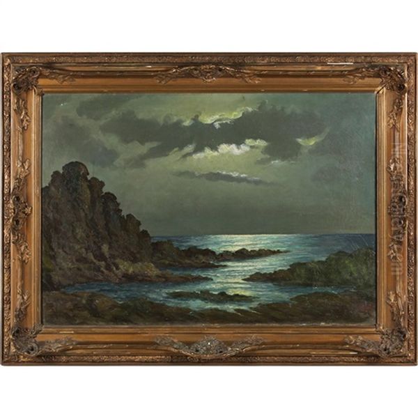 Moonlit Alpine Shore - view 1