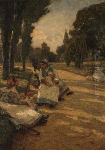 Families Resting In The Park