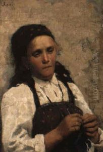 Peasant Girl Knitting Peasant Girl Knitting