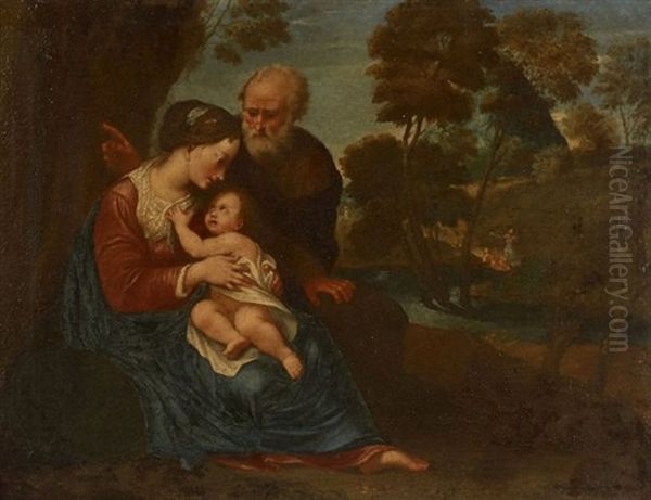La Sainte Famille Dans Un Paysage De Riviere - view 1