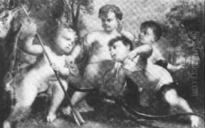 Putti Playing With A Bow And Arrow