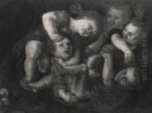 Children Playing With A Spaniel by Pasquale de' Rossi