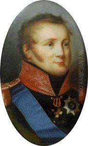 Brustbild Des Zaren Alexander I Pawlowitsch In Blauer Uniform Und Rotem Kragen by Pietro De Rossi