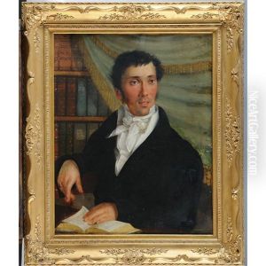 Portrait D'un Homme Et D'une Dame De Qualite Sur Un Fond De Bibliotheque (2 Works) by Francois Stanislas Rossignon