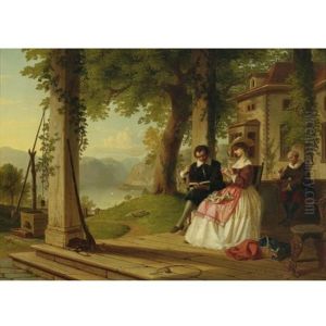 Washington Irving Reading Knickerbocker's History Of New York To His Wife On The Porch Of Sunnyside Washington Irving Reading Knickerbocker's History Of New York To His Wife On The Porch Of Sunnyside