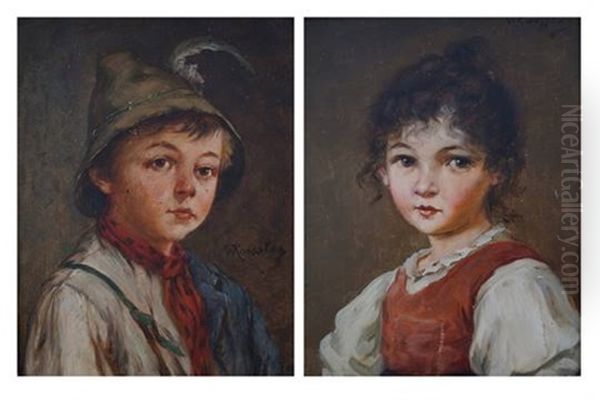 Portrait Of A Young Girl, Portrait Of A Young Boy (2 Works) - view 1