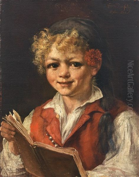 Portrait Eines Blonden Knaben Beim Lesen - view 1