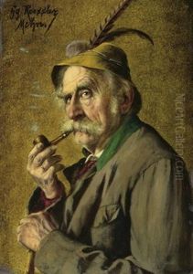 Portrait Eines Pfeifen Rauchenden Mannes Im Profil