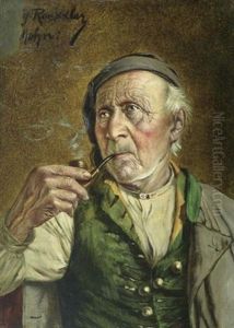 Portrait Eines Pfeifen Rauchenden Mannes