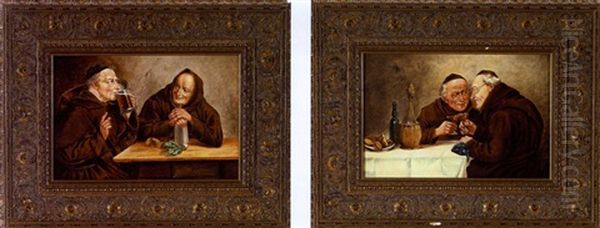 Monks Drinking Ale (+ Monks Drinking Wine; Pair) - view 1