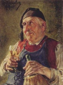 Der Kellermeister Mit Korbflasche