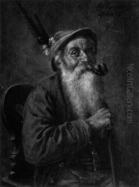 Man Smoking A Pipe by Georg Roessler