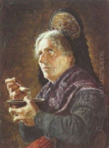 A Portrait Of A Lady In Bavarian Costume by Georg Roessler