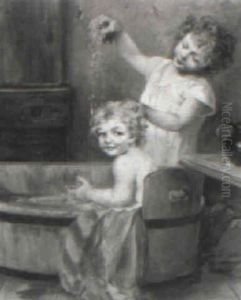 Kinder Bei Der Wasche by Georg Roessler