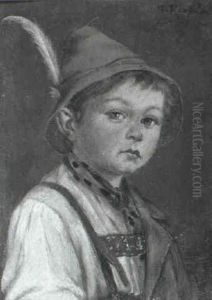 Portraits Of A Bavarian Boy And Girl by Georg Roessler